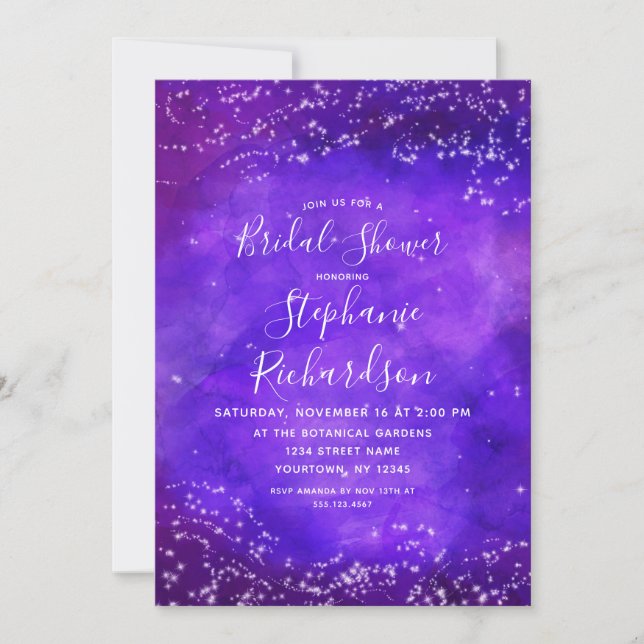 Starry Night Galaxy Bridal Shower Invitation (Front)