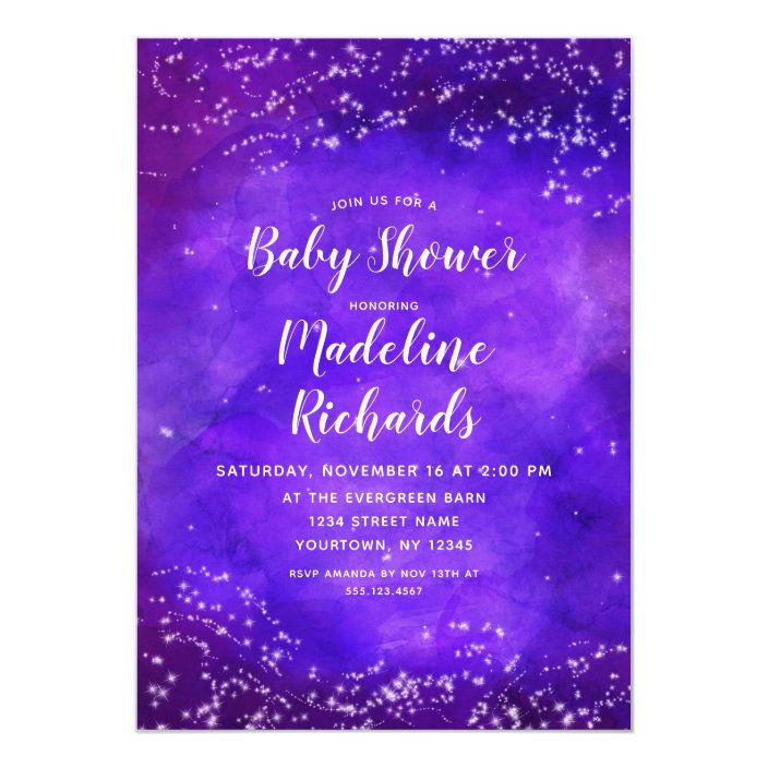 starry night baby shower invitations