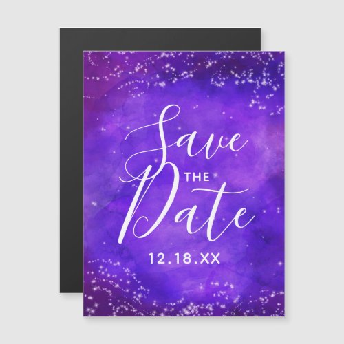 Starry Night Galaxy Watercolor Save the Date Magnetic Invitation