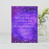 Starry Night Galaxy Watercolor Wedding Invitation (Standing Front)