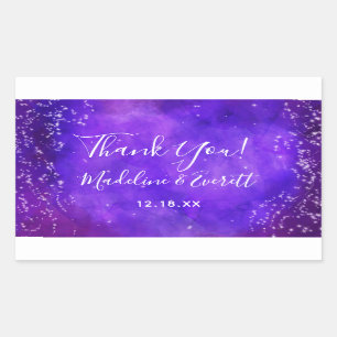 Starry Night Galaxy Watercolor Wedding Thank You Rectangular Sticker