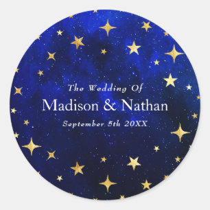 Starry Night Galaxy Wedding Classic Round Sticker
