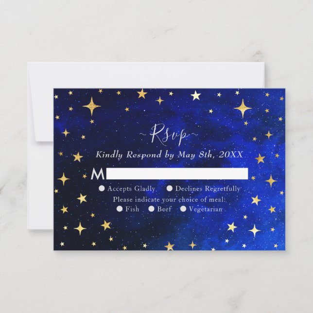 Starry Night Galaxy Wedding RSVP Card (Front)