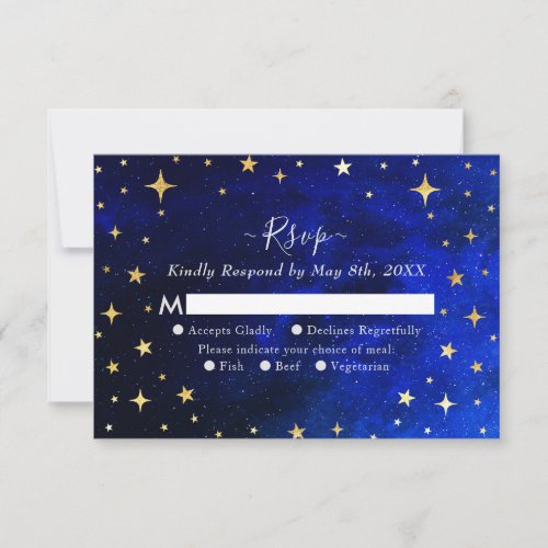 Starry Night Galaxy Wedding RSVP Card