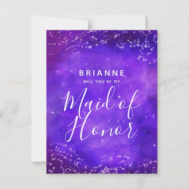 Starry Night Galaxy Will You Be My Maid of Honor Invitation (Front)