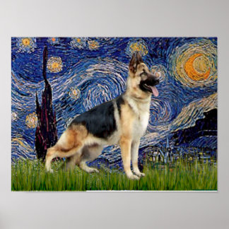 Starry Night - German Shepherd 13 Poster