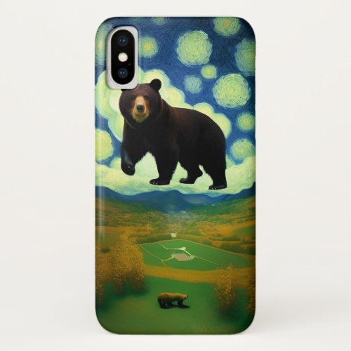 Starry night giant bear iPhone x case