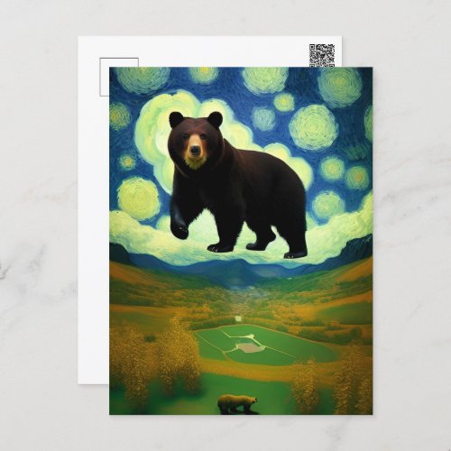 Starry night giant bear postcard