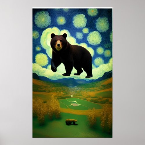 Starry night giant bear poster