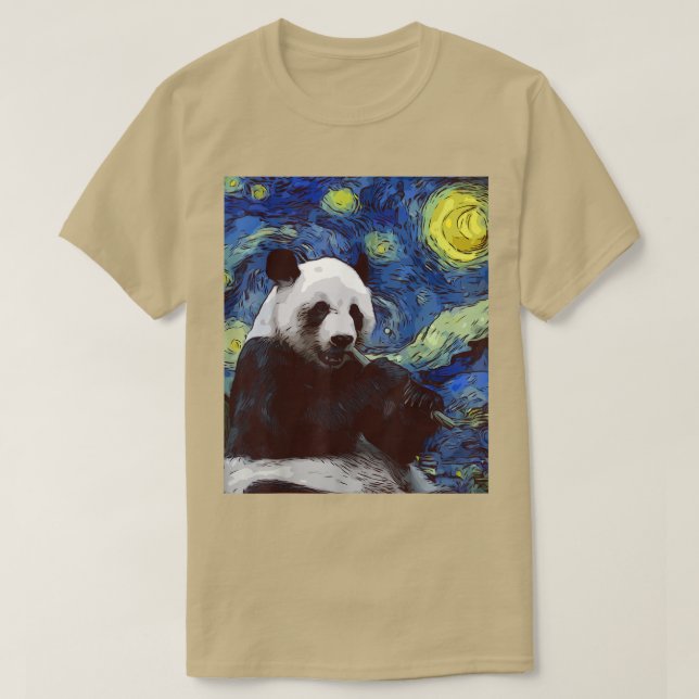 Starry Night Giant Panda Cute Panda Lovers  T-Shirt (Design Front)