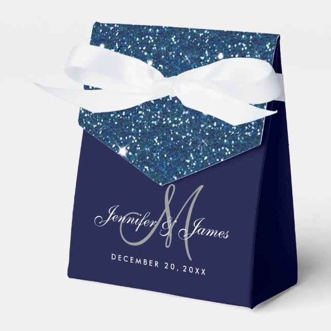 Starry Night Glitter Elegant Wedding Favor Box (Front Side)