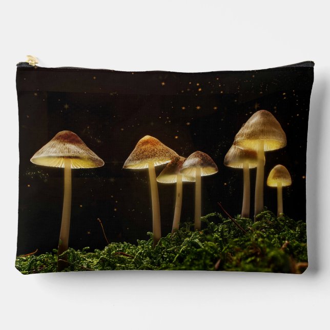 Starry Night Glowing Mushrooms Accessory Pouch (Front)