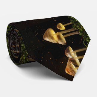 Starry Night Glowing Mushrooms Neck Tie