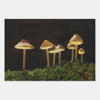 Starry Night Glowing Mushrooms  Wrapping Paper Sheets