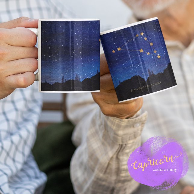 Starry Night Gold Capricorn Zodiac Constellation Coffee Mug (Creator Uploaded)