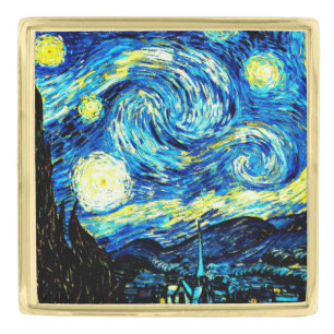 Starry Night Gold Finish Lapel Pin