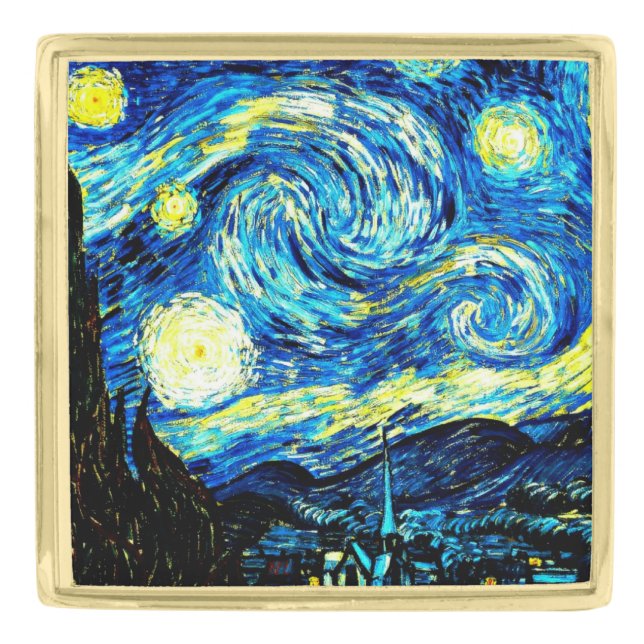 Starry Night Gold Finish Lapel Pin (Front)