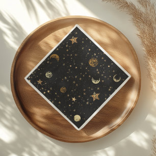 Starry Night Gold Moon Napkins