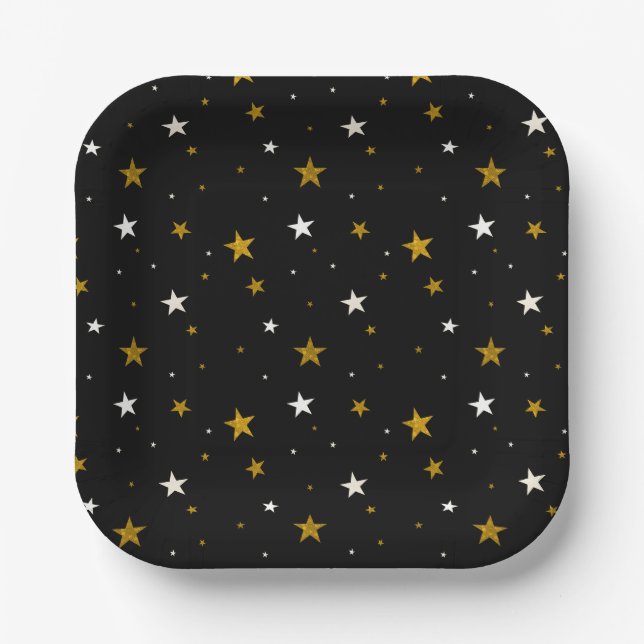 Starry Night Graduation Celebration Paper Plates (Front)