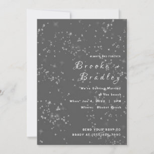 Starry Night Gray Wedding Invitation
