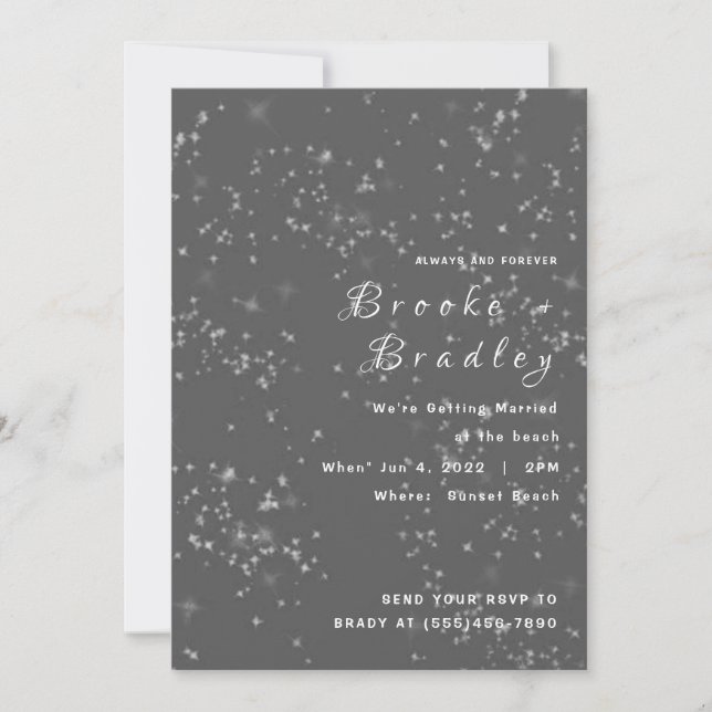 Starry Night Gray Wedding Invitation (Front)