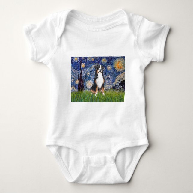 Starry Night-Greater Swiss Mountain Dog Baby Bodysuit (Front)