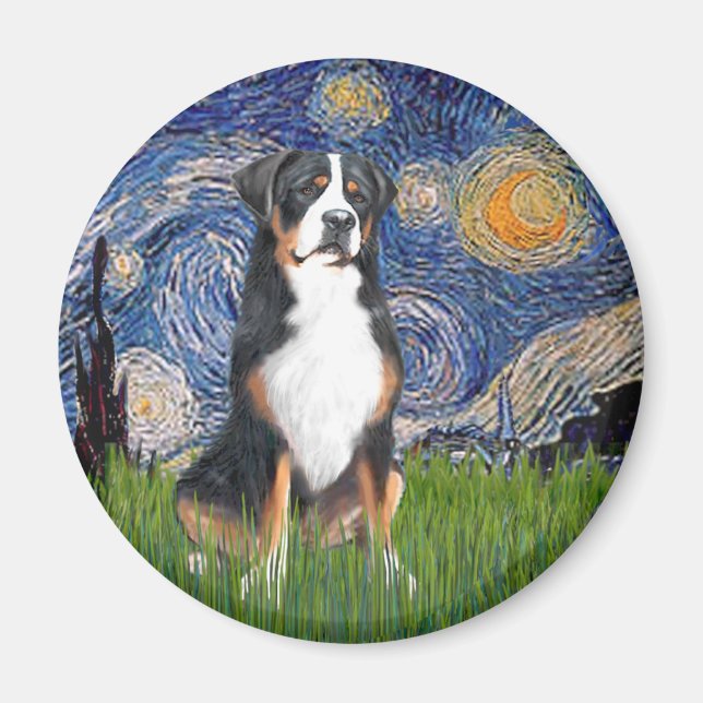 Starry Night-Greater Swiss Mountain Dog Magnet (Front)