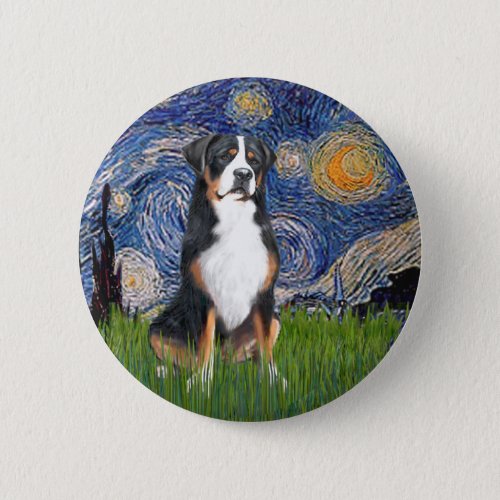 Starry Night_Greater Swiss Mountain Dog Pinback Button