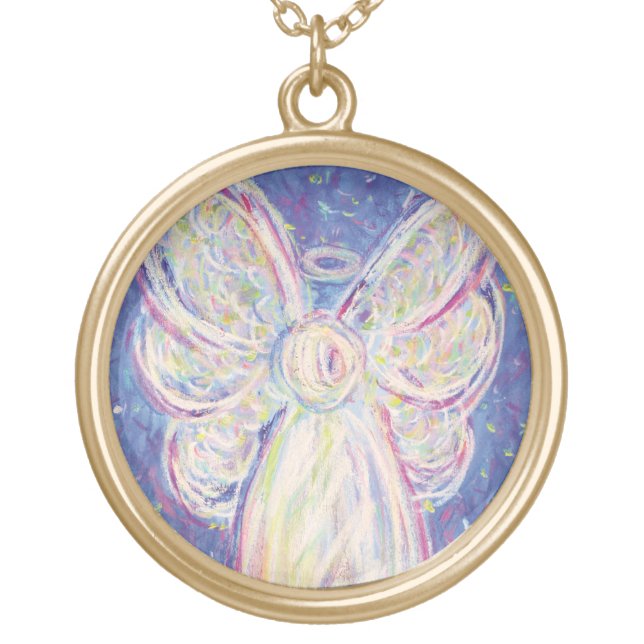 Starry Night Guardian Angel Customize Art Necklace (Front)
