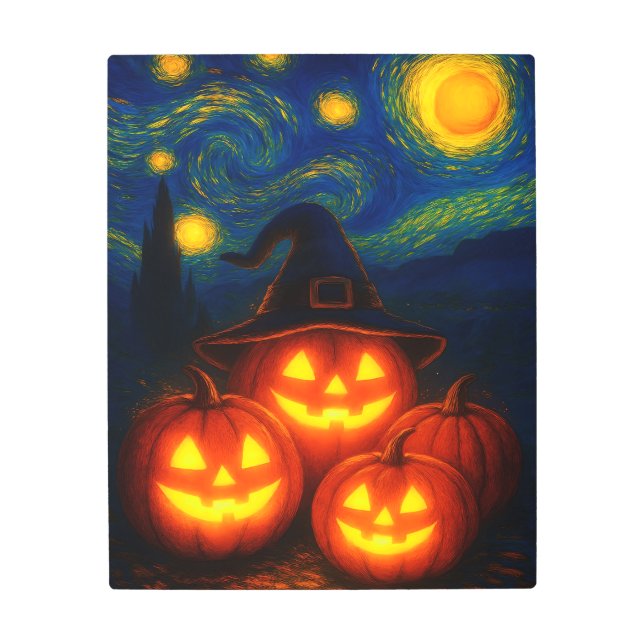 Starry Night Halloween Pumpkins Poster (Front)