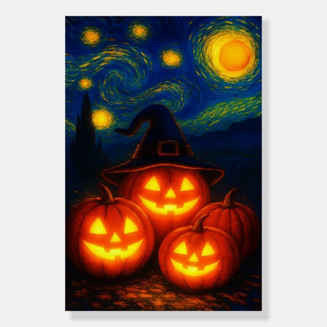 Starry Night Halloween Pumpkins Poster (Front)