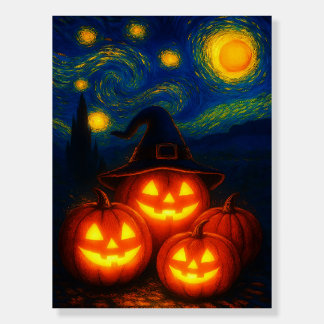 Starry Night Halloween Pumpkins Poster