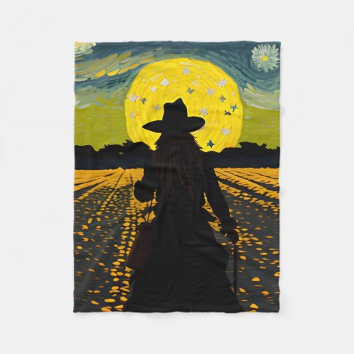  Starry Night Halloween Van Gogh Style Fleece Blanket