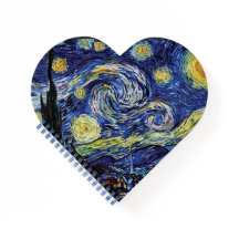 Starry Night Heart-Shaped Notebook