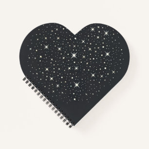 Starry Night Heart Shaped Spiral Bound Notebook