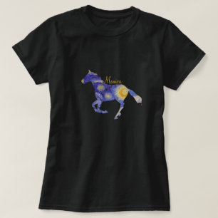 Starry Night Horse Silhouette Custom Monogram Art T-Shirt