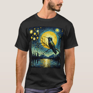 Starry Night Hummingbird Van Gogh Bird Lover T-Shirt