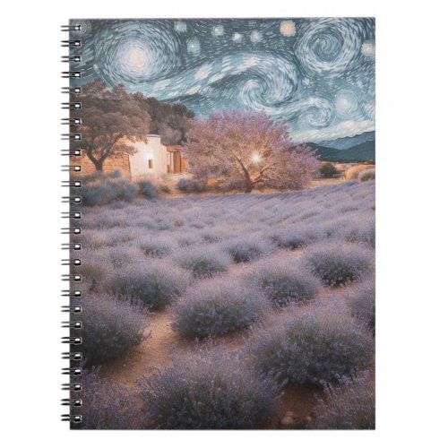 Starry Night in a Lavender Field Notebook