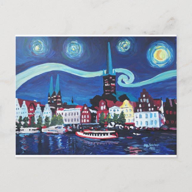 Starry Night in Luebeck Germany Postcard (Front)