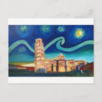 Starry Night in Pisa with Leaning Tower