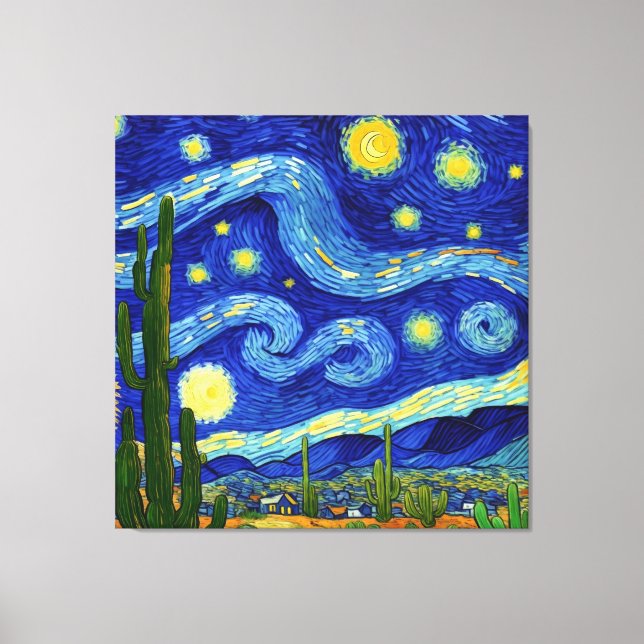 Starry Night in the Desert Van Gogh Style Canvas Print (Front)