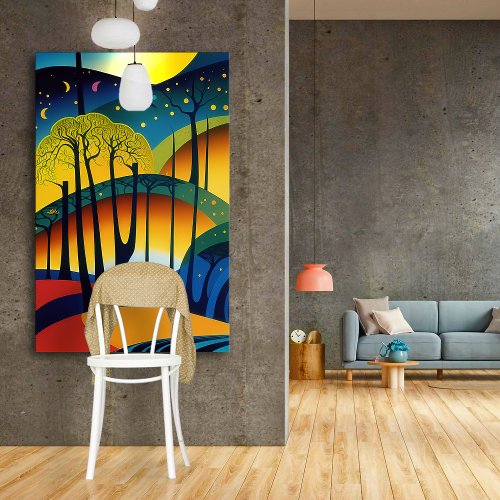 Starry Night in the Psychedelic Forest Canvas Print