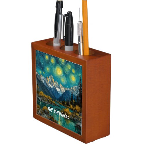 Starry Night in the Rocky Mountains Desk Organizer