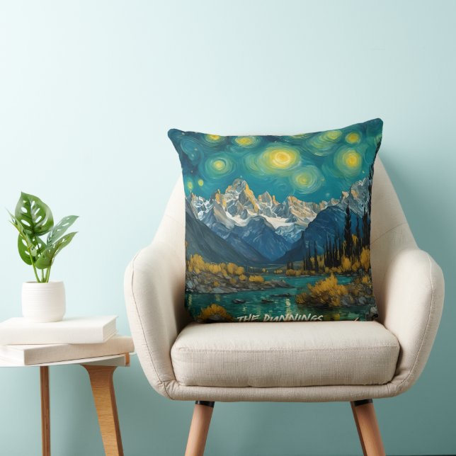 Starry Night in the Rocky Mountains Throw Pillow (Chair)