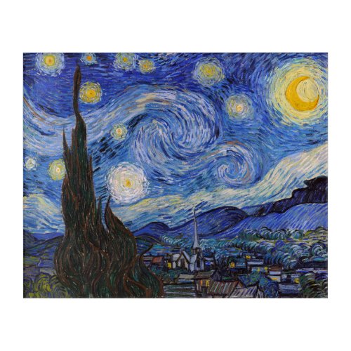 Starry Night in Town Saint Remy by Vincent Van Gog Acrylic Print