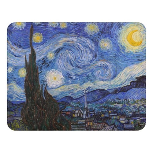 Starry Night in Town Saint Remy by Vincent Van Gog Door Sign