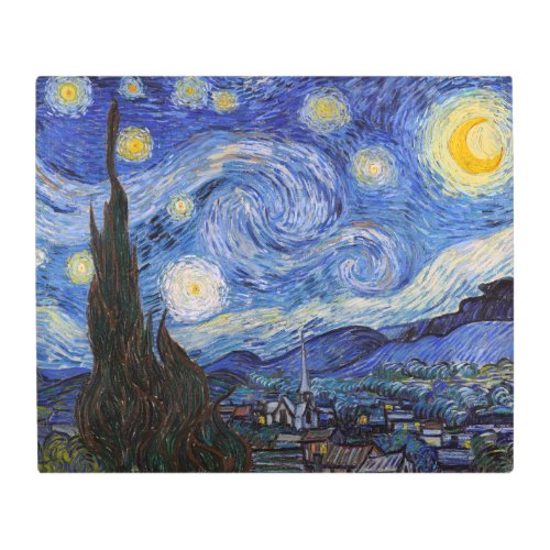 Starry Night in Town Saint Remy by Vincent Van Gog Metal Print