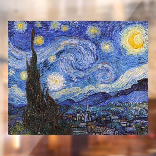 Starry Night in Town Saint Remy by Vincent Van Gog Window Cling