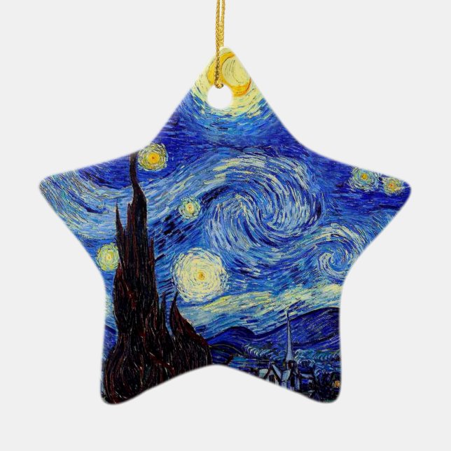 Starry Night  Inspired Van Gogh Classic Products Ceramic Ornament (Front)