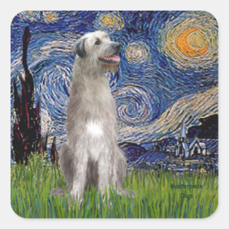 Starry Night - Irish Wolfhound Square Sticker